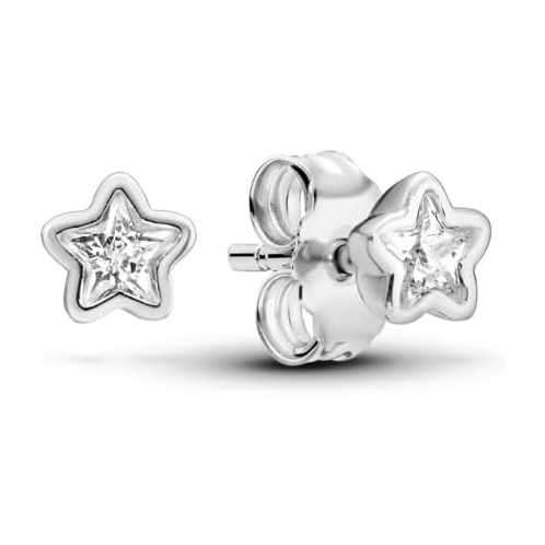 PANDORA Sparkling Star Stud Earrings - Stackable Earrings for Women - Sterling Silver Stud Earrings with Clear Cubic Zirconia - Gift for Her - With Gift Box