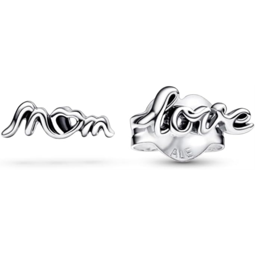 PANDORA Love Mom Stud Earrings - Sterling Silver Stud Earrings for Mom - Gift for Her - With Gift Box