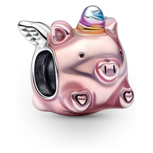 Pandora Flying Unicorn Pig Charm - Compatible Moments Bracelets - Jewelry for Women - Gift for Women in Your Life - Made with Sterling Silver & Enamel
