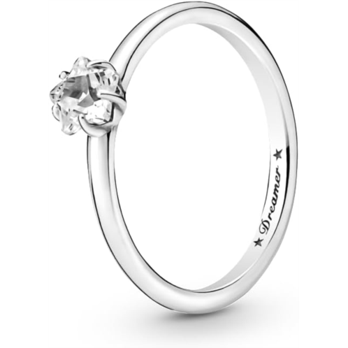 Pandora Celestial Sparkling Star Solitaire Ring - Silver Ring for Women - Layering or Stackable Ring - Gift for Her - Sterling Silver with Clear Cubic Zirconia - With Gift Box