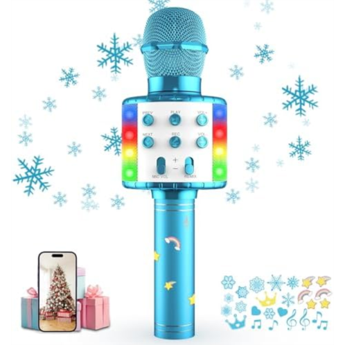 Leettus Microphone for Kids Birthday Gift for Boys and Girls 3 4 5 6 7 8 9 10 Years Old Kids Microphone Creative Gift Toy Wireless Voice Changer Karaoke Machine Toy for Toddlers Portable K