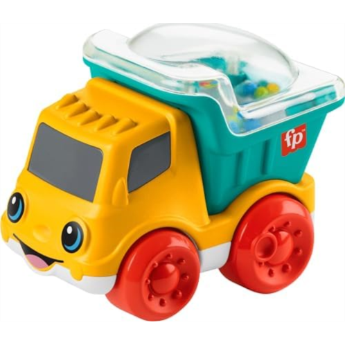 Fisher-Price Baby Toy Chime & Ride Dump Truck Push-Along Vehicle with Fine Motor Activities for Infants Ages 6+ Months