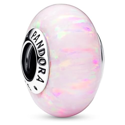 Pandora Opalescent Pink Charm - Compatible Moments - Stunning Jewelry for Women - Great Gift for Her - Sterling Silver with Lab-Created Opal - With Gift Box
