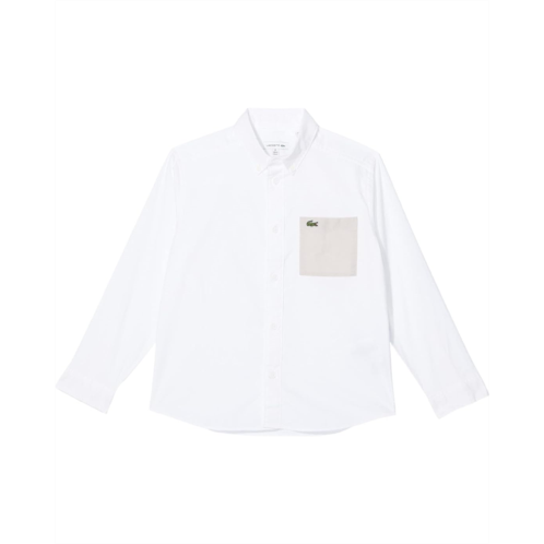 Lacoste Kids Long Sleeve Two-Toned Oxford with Color-Blocked Pocket (Big Kids)