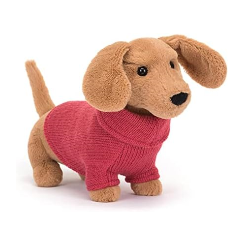 Jellycat Sweater Sausage Dachshund Wiener Dog Stuffed Animal, Pink
