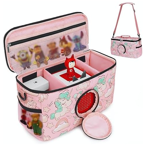 Ciseret Portable Carrying Case for Toniebox Starter Set and Accessories - Compatible Travel Bag for Tonies Figure Characters Charging Station Headphones -Girls Kids Pink Unicorn Tonie Box