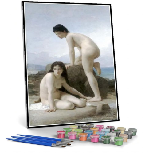 Hhydzq Paint by Numbers Kits for Adults and Kids The Two Bathers Painting by William-Adolphe Bouguereau Arts Craft for Home Wall Decor