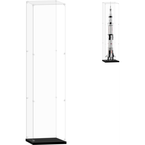 LILIKAKA Acrylic Display Case for Lego 92176 / 21309 NASA Apollo Saturn V, 7.9x7.9x43.3 (20x20x110cm), Protect Your Collectibles from Dust with a Clear Showcase