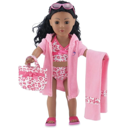 Emily Rose Doll Clothes 6-Piece 18 Inch Doll Tankini Bathing Suit Swimsuit with Accessories Compatible with 18 American Girl Dolls