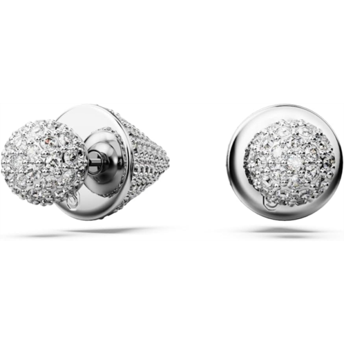 Swarovski Luna Stud Earrings, Rhodium Finished Moon Motif with Clear Pave Stones, Part of the Swarovski Luna Collection