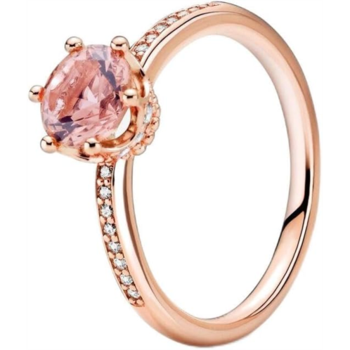 Pandora Pink Sparkling Crown Solitaire Ring - Promise Ring for Women - Sparkling Jewelry for Women - 14k Rose Gold with Cubic Zirconia - With Gift Box