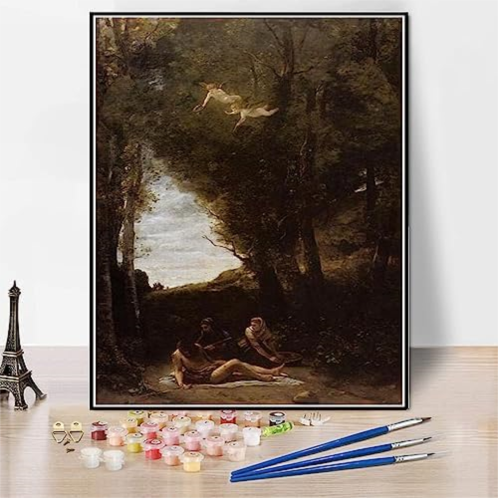 Hhydzq Paint by Numbers Kits for Adults and Kids Saint Sebastian in A Landscape Painting by Camille Corot Arts Craft for Home Wall Decor
