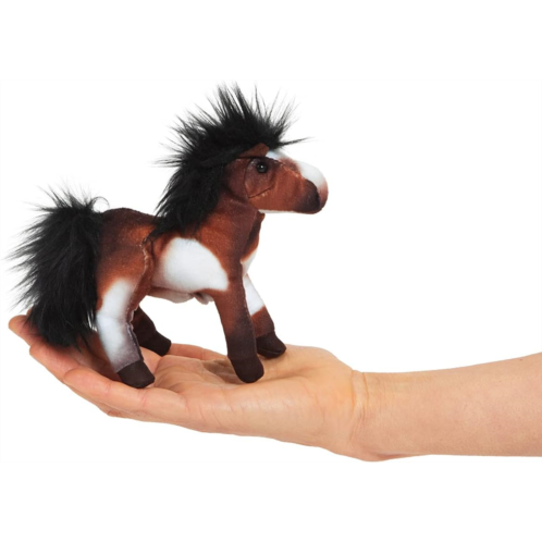 Folkmanis Mini Horse Finger Puppet,Brown; Black; White