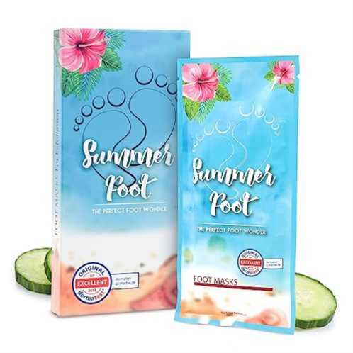 Summer Foot Peeling Mask That Removes Dead Skin - Dermatologically Tested Callus Remover for Dry Cracked Feet - Exfoliating Foot Peel Mask for Baby Soft Feet - Cucumber & Urea Extr