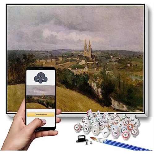 Hhydzq Paint by Numbers Kits for Adults and Kids View of Saint Lo with The River Vire in The Foreground Painting by Camille Corot Arts Craft for Home Wall Decor