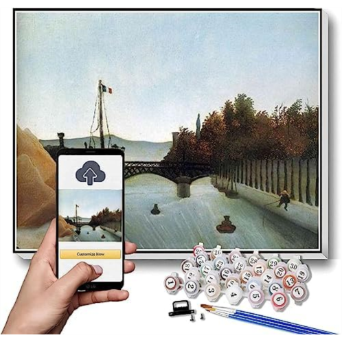 Hhydzq DIY Oil Painting Kit,Footbridge at Passy Painting by Henri Rousseau Arts Craft for Home Wall Decor