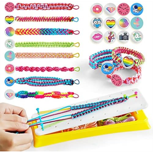 PREPOP DIY Arts and Crafts Toys for Kids -Best Birthday Gifts for Girls Age 7 8 9 10 11 12 Years Old, Friendship Bracelet String Making Kit for Travel Activities Supplies