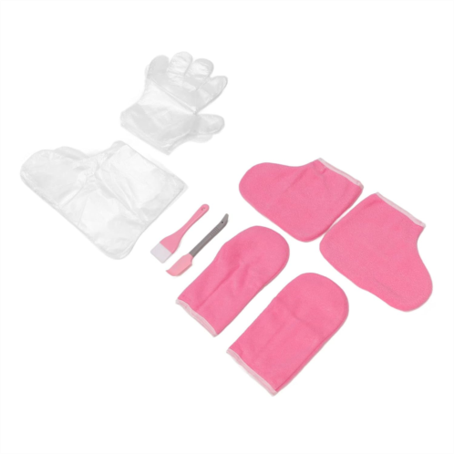 FILFEEL Paraffin Wax Bath Liners Gloves and Booties Set Disposable Gloves Wax Mitts Foot Set for Hand Foot Care (Pink)