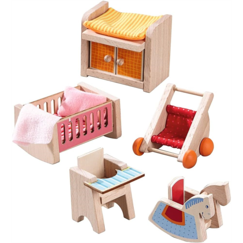 HABA Little Friends Childrens Nursery Room - Dollhouse Furniture for 4 Bendy Dolls
