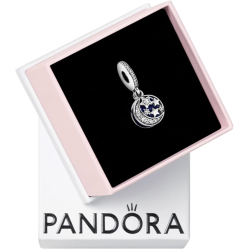 Pandora Jewelry Moon and Night Sky Cubic Zirconia Dangle Charm in Sterling Silver, With Gift Box
