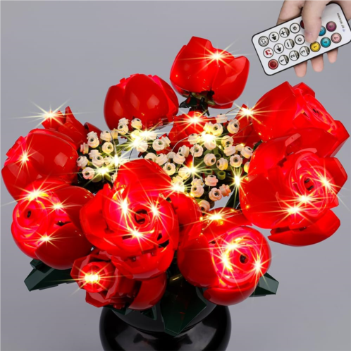 Kyglaring LED Light Kit for Lego Icons Roses Bouquet 2024 Building Set, Bouquet of Roses Lighting Kit Compatible with Lego 10328 Botanical Collection, Gift for Valentines Day-No Mo