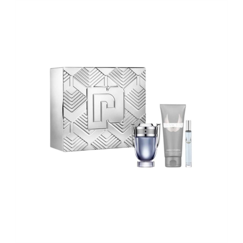 Paco Rabanne INVICTUS 3-Piece Tin Box Set for Men, (3.4 Oz Eau De Toilette Spray + 3.4 Oz All Over Shampoo + 0.33 Oz Eau De Toilette Miniature Spray)