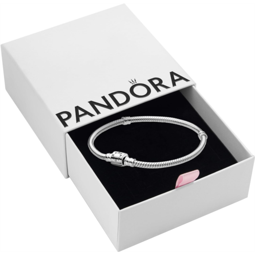 Pandora Moments Barrel Clasp Snake Chain Bracelet - Silver Bracelet for Women - Mothers Day Gift - Sterling Silver - With Gift Box