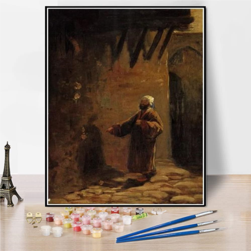 Hhydzq Paint by Numbers Kits for Adults and Kids Turk in Enger Gasse Painting by Carl Spitzweg Arts Craft for Home Wall Decor