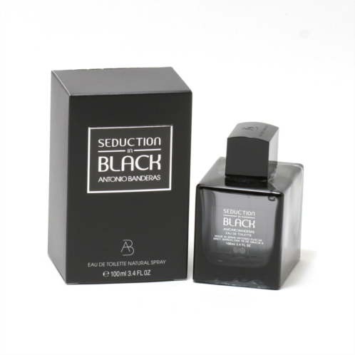Antonio Banderas Seduction in Black for Men Eau de Toilette Spray, 3.4 Oz