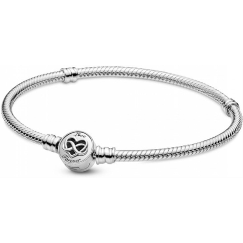 Pandora Moments Heart Infinity Clasp Snake Chain Bracelet - Engraved with Love Forever - Silver Bracelet for Women - Gift for Her - Sterling Silver