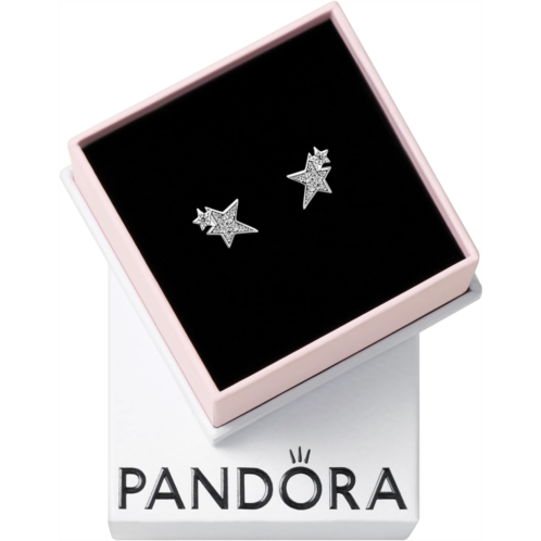 PANDORA Sparkling Asymmetric Stars Stud Earrings - Stackable Earrings for Women - Great Gift for Her - Sterling Silver & Cubic Zirconia, With Gift Box