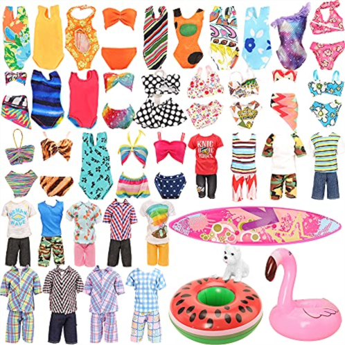 Miunana Lot 12 Pcs Handmade Doll Clothes and Accessories Set Doll Swimming Clothes 11.5 Inch Dolls Random 3pcs Swim Trunks for Boy Doll 5 pcs Swimsuits for Girl Doll Surf Skateboar