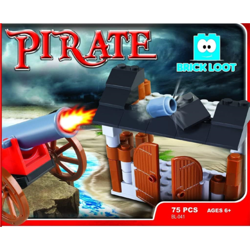 Brick Loot Exclusive Pirates Cove with Cannon Gun Set - Toy Building Blocks 74 pcs Kit - Custom Designed Model - Compatible with Lego and Other Major Brick Brands