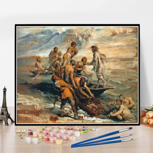 Hhydzq Number Painting for Adults Miraculous Fishing Painting by Peter Paul Rubens Arts Craft for Home Wall Decor