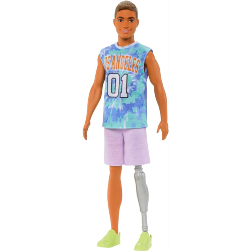 Barbie Fashionistas Ken Fashion Doll #212 with Prosthetic Leg, Los Angeles Jersey, Purple Shorts & Sneakers