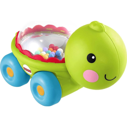 Fisher-Price Baby Crawling Toy Poppity Pop Turtle Push-Along Vehicle with Ball Popping Sounds for Ages 6+ Months