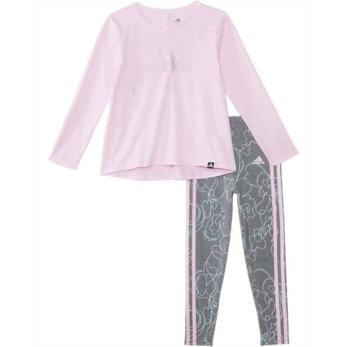Adidas Kids Long Sleeve Swing Tee All Over Print Tights Set (Toddler/Little Kid)