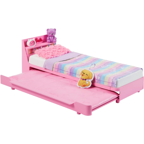 Barbie Furniture, Preschool Toys, Bedtime Playset and Accessories, My First Barbie Trundle Bed, Plush Puppy Piece