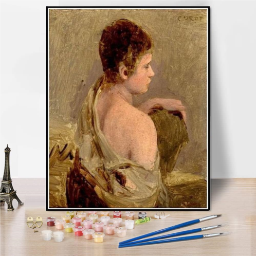 Hhydzq Paint by Numbers Kits for Adults and Kids Young Man with Naked Shoulder Painting by Camille Corot Arts Craft for Home Wall Decor