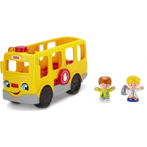 Fisher-Price Little People Musical Toddler Toy Sit With Me School Bus with Lights Sounds & 2 Figures for Ages 1+ Years,Brown