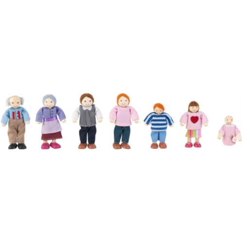 KidKraft 5 Wooden Poseable Doll Family of 7 - Caucasian, Gift for Ages 3+