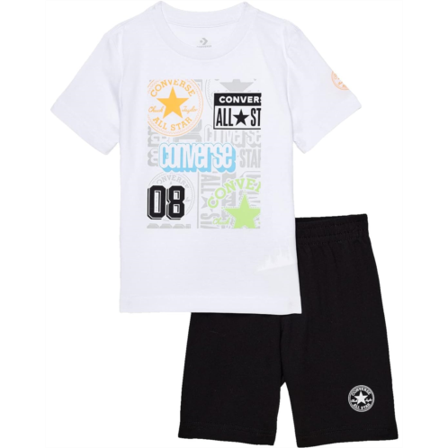Converse Kids Logo All Over Print Tee & Shorts Set (Toddler)