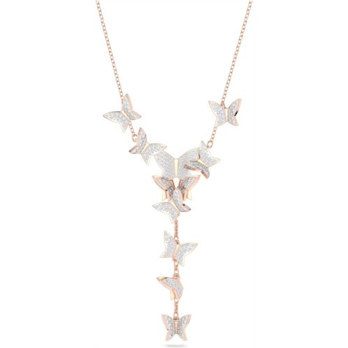 SWAROVSKI Lilia Y necklace, Butterfly, White, Rose-gold tone plated