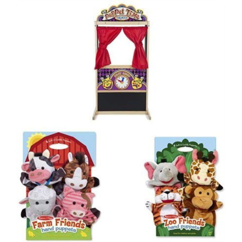 Melissa & Doug Puppet Theater with Farm Friends and Zoo Friends Hand Puppets