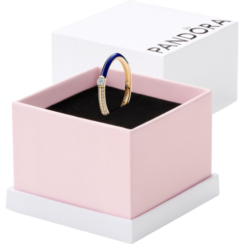 Pandora ME Pave & Blue Dual Ring - Gold Plated Ring for Women - Layering or Stackable Ring for Women - Gift for Her - 14k Gold with Clear Cubic Zirconia - With Gift Box