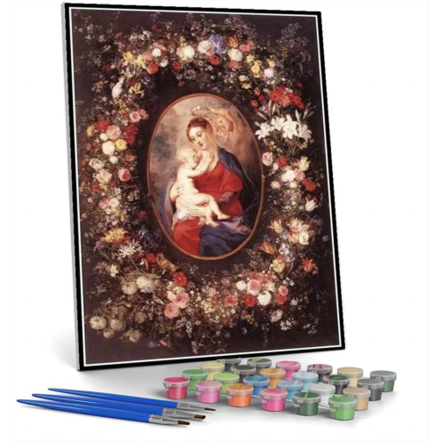 Hhydzq Paint by Numbers for Adult Kits The Virgin and Child in A Painting Surrounded by Fruit and Flowers Painting by Peter Paul Rubens Arts Craft for Home Wall Decor