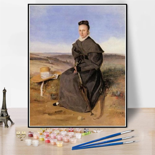 Hhydzq DIY Painting Kits for Adults?Louise Harduin in Mourning Painting by Camille Corot Arts Craft for Home Wall Decor