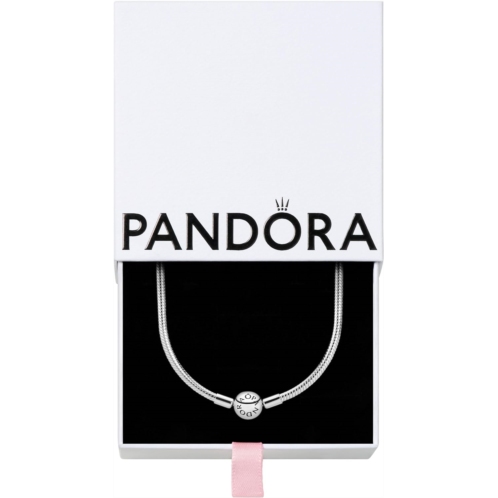 Pandora Classic Snake Chain Charm Necklace - Mothers Day Gift - Sterling Silver with Embossed Ball Clasp Necklace - With Gift Box