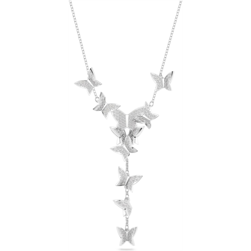 SWAROVSKI Lilia Y necklace, Butterfly, White, Rhodium plated