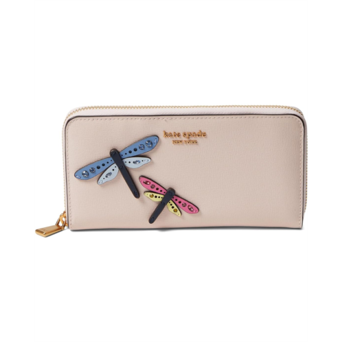 Kate Spade New York Dragonfly Novelty Embellished Saffiano Leather Zip Around Continental Wallet